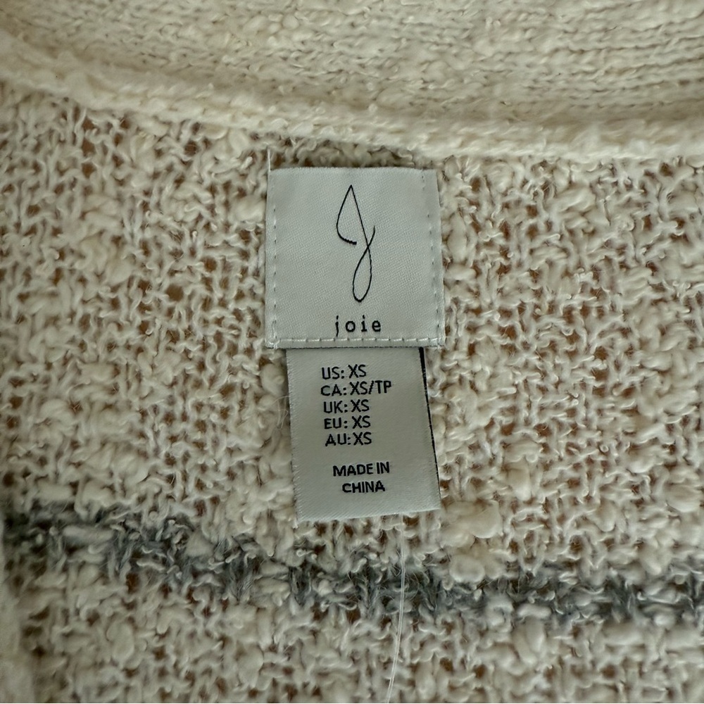 Joie Windowpane Boucle Knit Princess Sleeve Wool Blend Cardigan Sweater Size XS - Picture 6 of 8